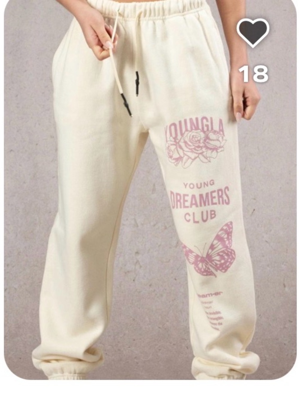YoungLA Cream Jogger Sweatpants with Pink Graphic